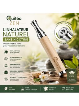 Quitéo Zen – Inhalateur Naturel Sans Nicotine en Bois et Acier Inoxydable