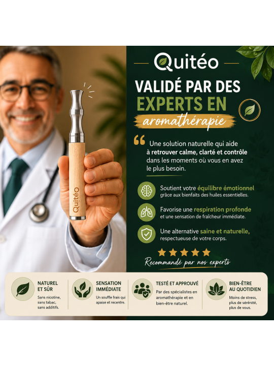 Quitéo Relax - Inhalateur Naturel Sans Nicotine Pendentif aux Huiles Essentielles