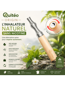 Quitéo Origin – Inhalateur Naturel Sans Nicotine en Bois et Acier Inoxydable